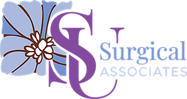 Surgical Associates logo with floral design.